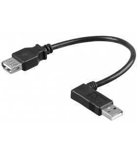 Cablu prelungitor USB 2.0 Hi-Speed A tata 90 stanga - A mama drept 0.3m Goobay
