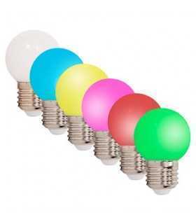 Set 6 becuri LED E27 G45 220-240V 0.5W colorate rosu verde albastru alb cald galben roz