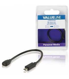 Cablu adaptor MHL mama - MHL SIII tata micro USB 11 pini 0.2m negru VALUELINE
