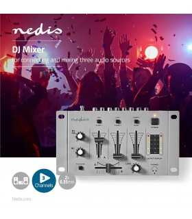Mixer DJ cu 3 canale STEREO Nedis