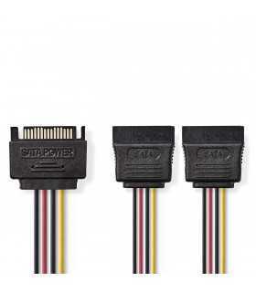 Cablu alimentare SATA15 pin tata - 2x SATA 15 pin mama 0.15m NEDIS