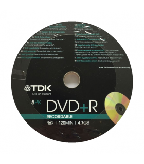 DVD-R TDK Recordable 4.7GB 120min 16X SHR5 EOL 5buc