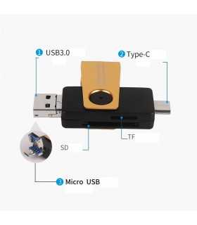 CARDRW OTG 3IN1 USB3.1 USB3.0 UUSB SD+TF MAX.256GB