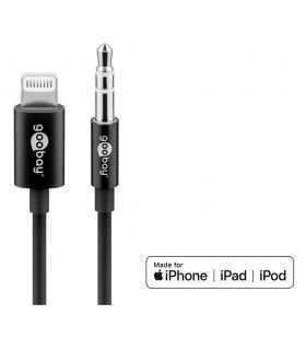 Cablu LIGHTNING audio - Jack 3.5mm 1m Certificat Apple MFI Goobay