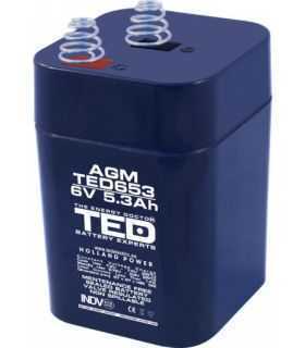 Acumulator AGM VRLA 6V 5.3A dimensiuni 67mm x 67mm x h 97mm cu arcuri tip 4R25 TED Battery Expert Holland
