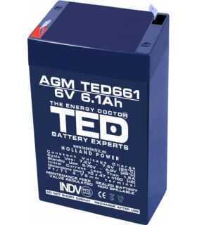 Acumulator AGM VRLA 6V 6.1A dimensiuni 70mm x 48mm x h 101mm F1 TED Battery Expert Holland