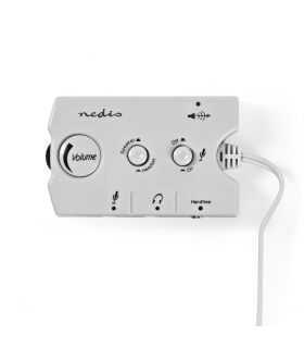 Audio Switch comutator audio analogic Nedis Jack 2x 3.5 mm tata - 3x 3.5 mm mama + 2.5 mm mama gri