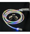 Cablu 1m 3in1 USB TYPE C iPhone Micro USB iluminat LED RGB