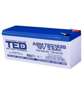Acumulator plumb-acid 12V 3.5Ah F1 134mmx67mmxh62mm AGM TED1235F1