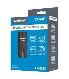 Tuner USB DVB-T2 H.265 REBEL receptie TV terestru digital standard DVB-T DVB-T2 HEVC DVB-C pentru laptop PC