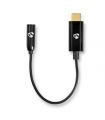 Cablu adaptor USB TYPE C tata - Jack 3.5 mm mama 15cm aurit negru Nedis