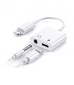 Cablu adaptor conector iPhone - iPhone Lightning + Jack 3.5 mm 0.2m 2A alb XO-NB172B