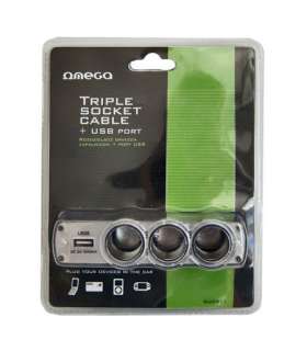 Adaptor bricheta triplu +USB Omega