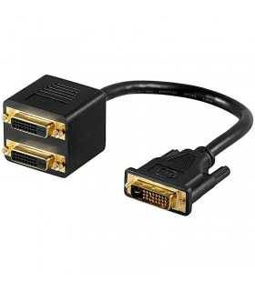 Cablu adaptor DVI-D 24+1 la 2x DVI-D 24+1 mama Goobay