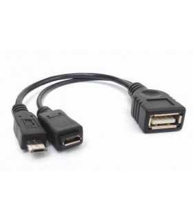 Cablu adaptor OTG cu alimentare micro USB mama+tata