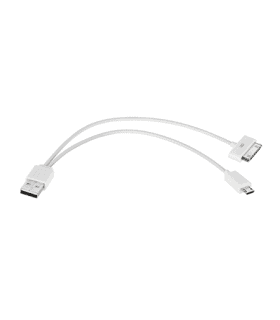 Cablu adaptor 2in1 USB la Lightning si micro USB