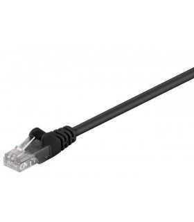 Cablu pach retea CAT5e UTP 2x RJ45 0.5m negru CCA neecranat Goobay